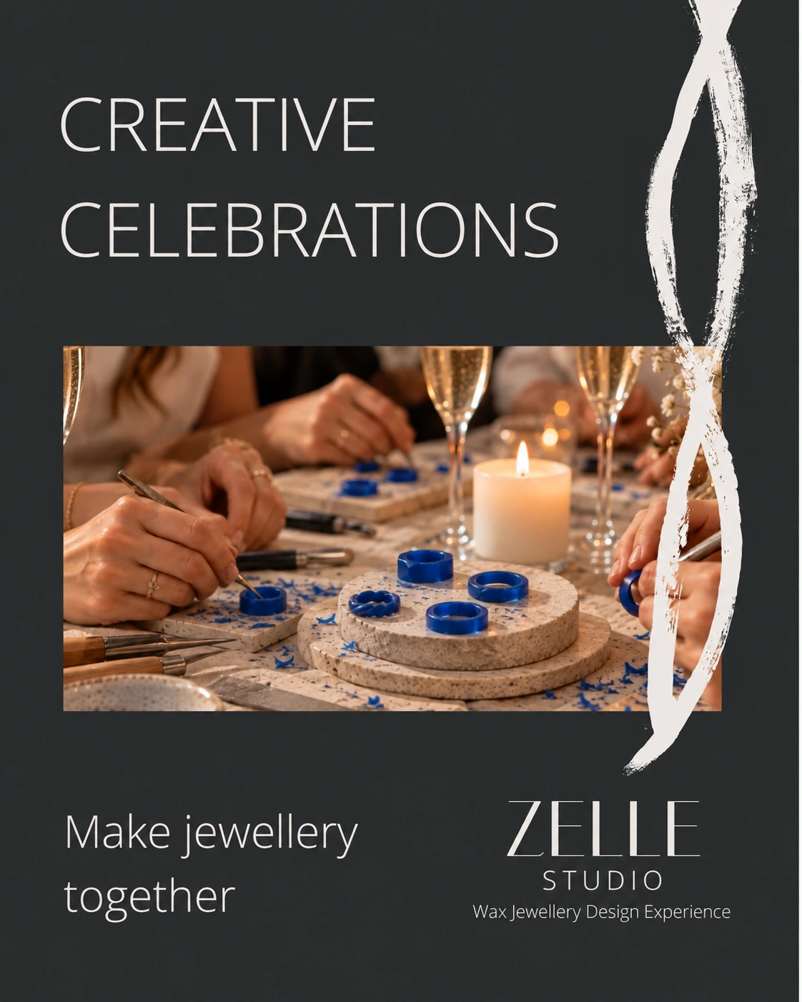 Creative celebrations: friends making jewellery together around a candlelit table